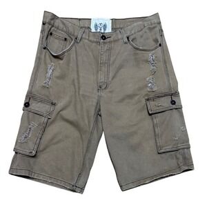 F.U.S.A.I. Military Cargo Shorts Size 36‎ Distressed Gorpcore Y2K 90s Streetwear